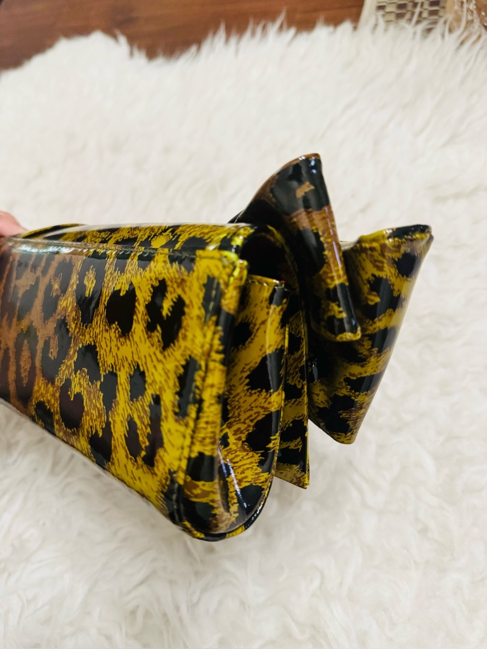Christian Louboutin Patent Leopard Bow Clutch - Picture 12 of 15